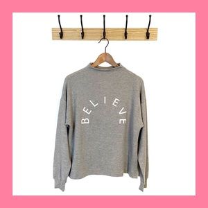 MARLED Believe Heather Gray Mock Neck Top M NWT